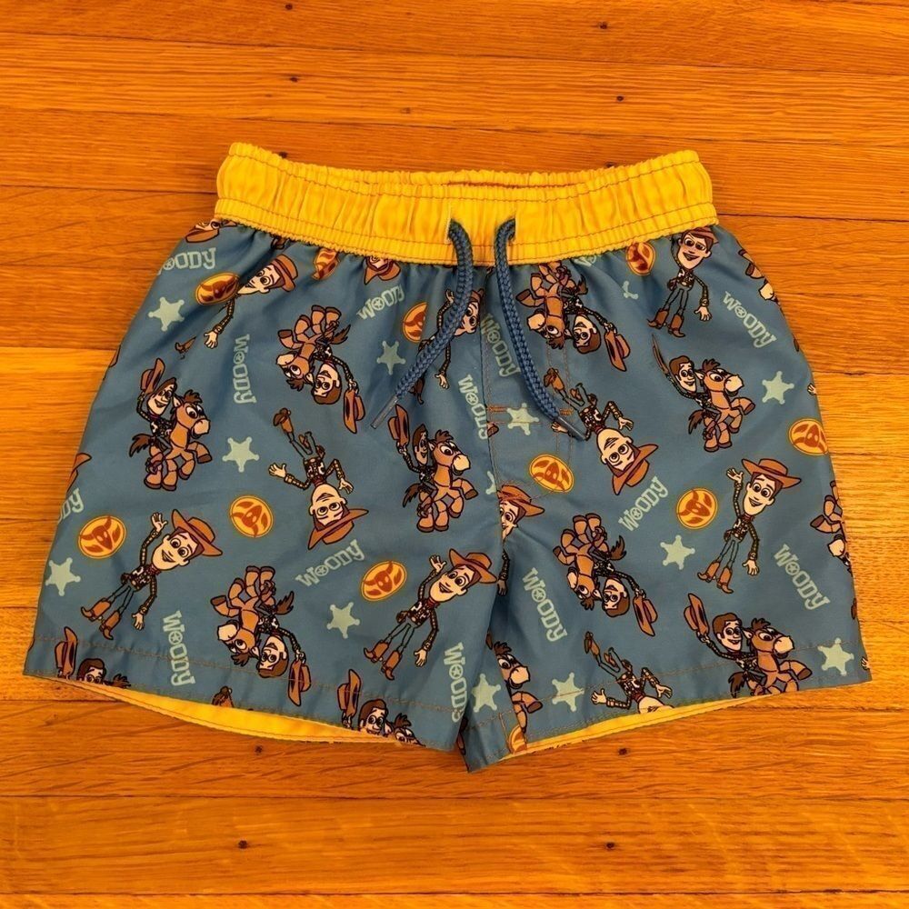 Disney Pixar Toy Story Woody Bullseye Blue Swim Trunks